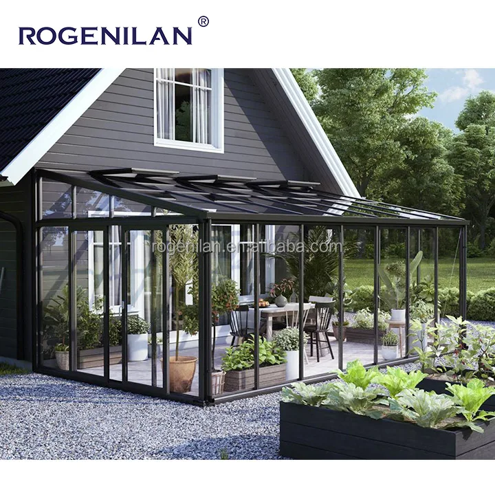 ROGENILAN Winter garden free standing aluminum double glass sunrooms glass houses  Patio Enclosure Sunroom