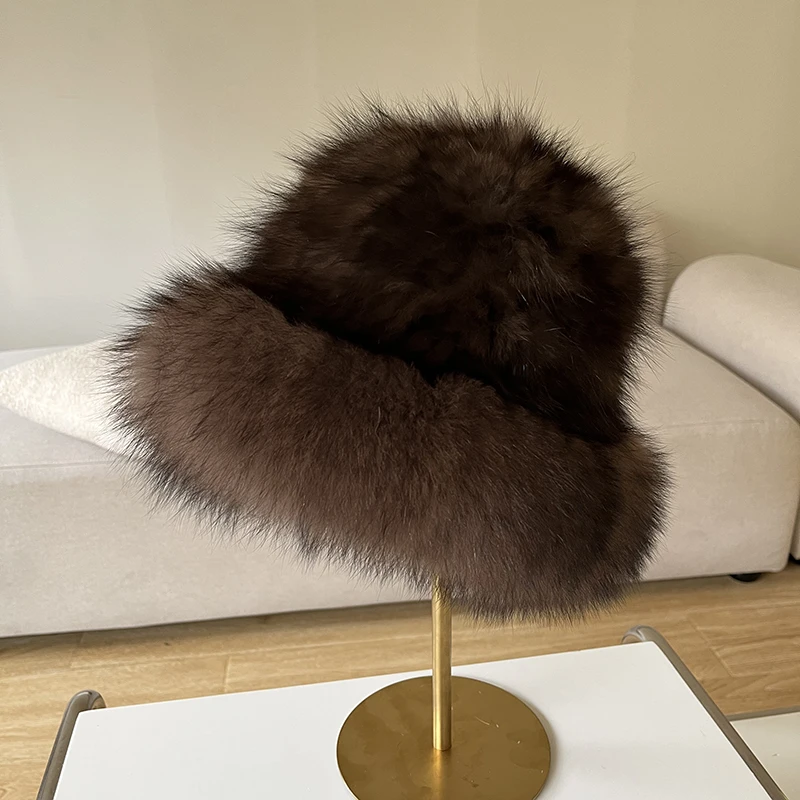 2024 Women New Collection Luxury Real Sable Fur Hat Ladies Winter Genuine Mink Fur Cap