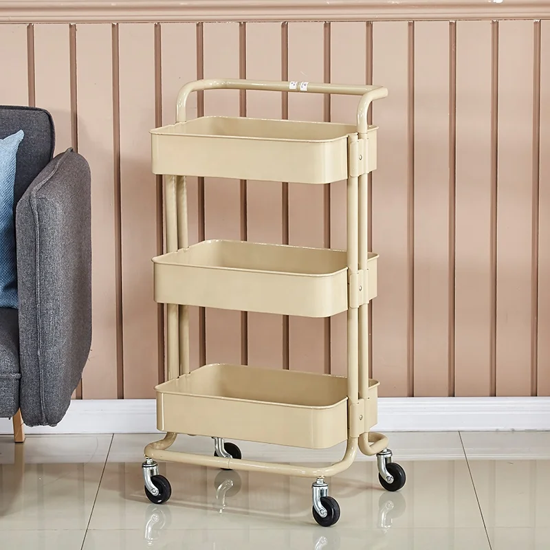 2023 Hot Sale Movable Colorful Home Racks Kitchen Metal Rolling Storage Cart Trolley Storage Cart