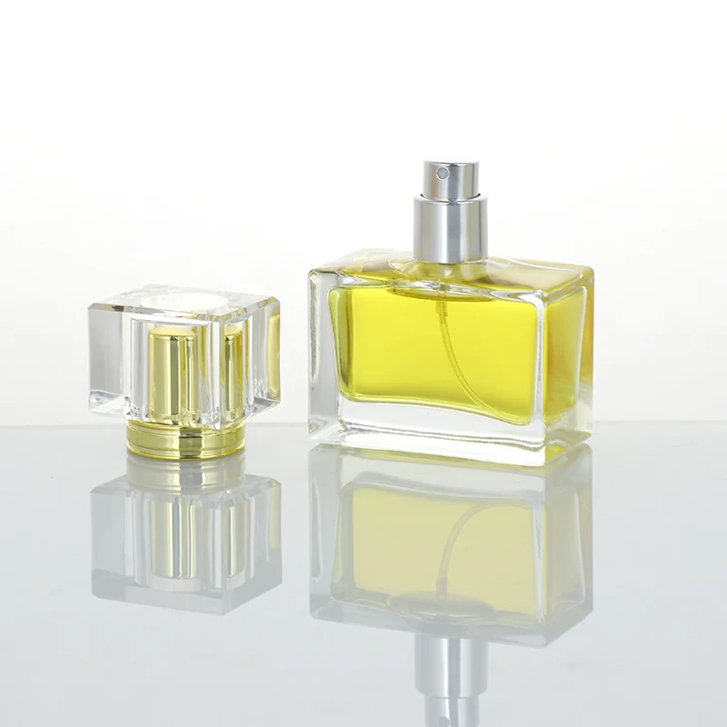 Fast Delivery 30ml 50ml 100ml Clear Refillable Vintage Empty Perfume Rectangular Glass Perfume Bottle with Pump