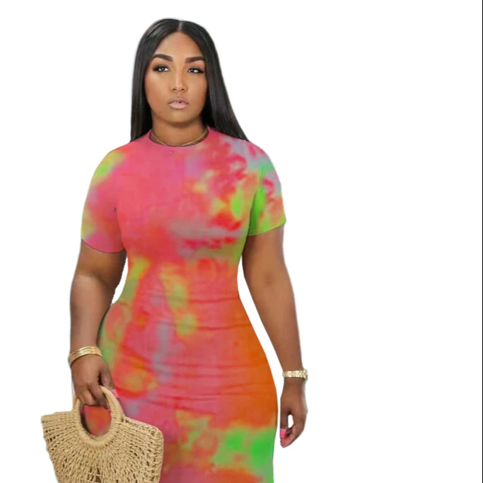 
Wholesale cute tie dye Tight Sexy Dress 
