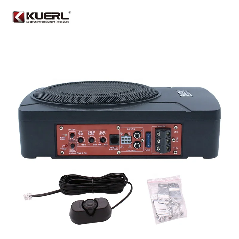 Wholesale new design 8 inch 800W uactive pieces  under seat car slim active subwoofer speaker for universal cars