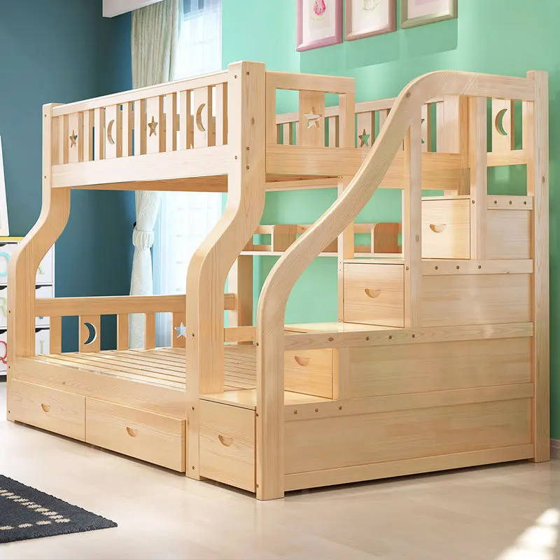 Solid wood child and mother bed two levels mother and child bed bunk bed