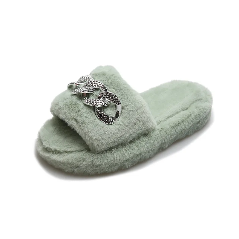 Shangzhou OEM Zapatos de mujer Warm Rabbit Thick-soled Fashion Comfortable Lady Slipper