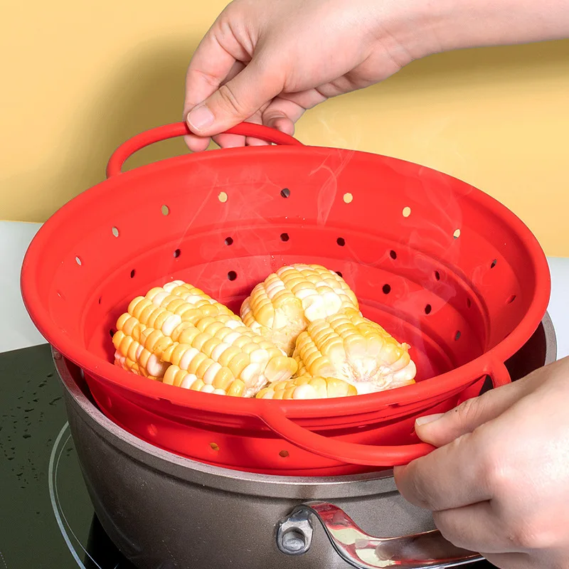 Heat Resistant Foldable Silicone Colander Folding Silicone Strainer Eco-friendly High Quality Houseware Collapsible