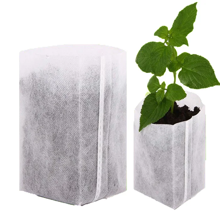 Biodegradable Non woven Fabrics Growing Plant Pot White Nursery Bag