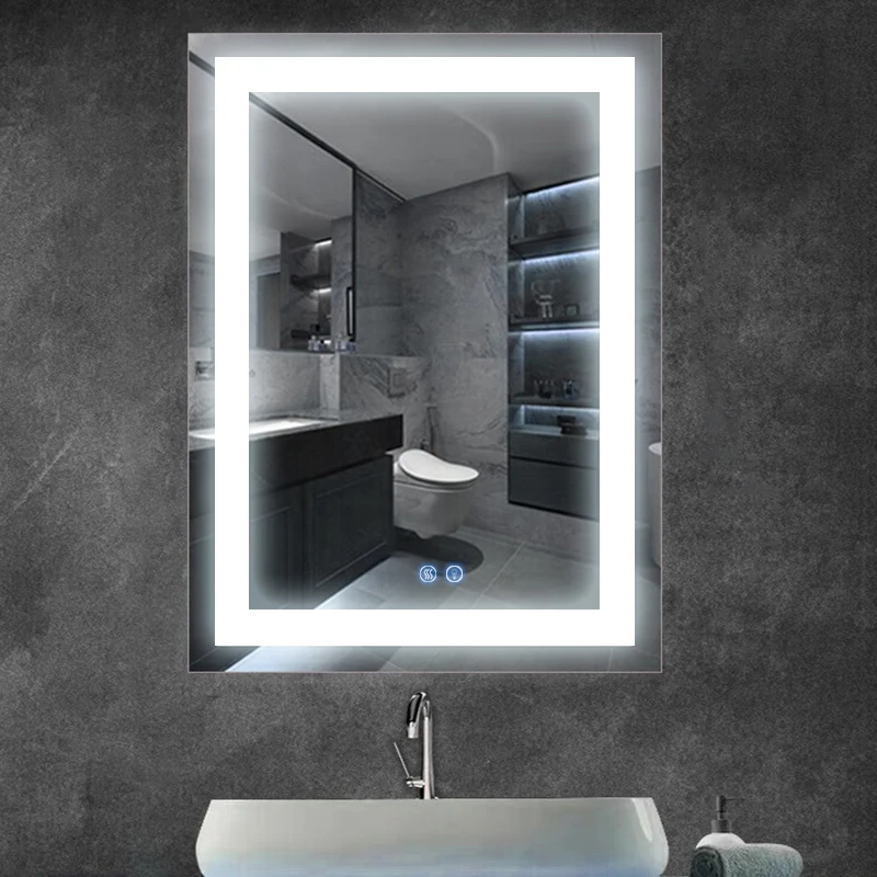 Factory Wholesale Luxury Hotel Touch Sensor Dimmer Defogger CCT 3000k 4000k 6000k Light 24*36/28*36 Bathroom Led Smart Mirror