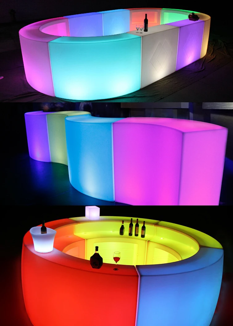 New design PE plastic rechargeable glowing led lounge furniture table for room