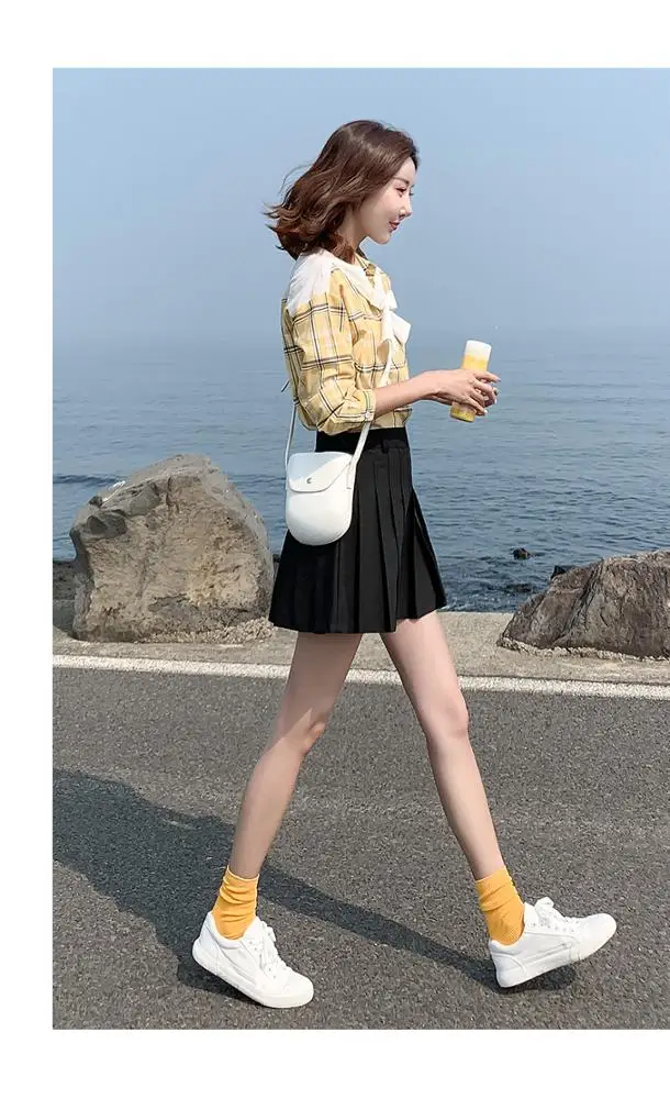 Милая плиссированная юбка в стиле преппи, женская летняя Милая юбка с высокой талией в стиле Харадзюку, школьная мини-юбка для девочек