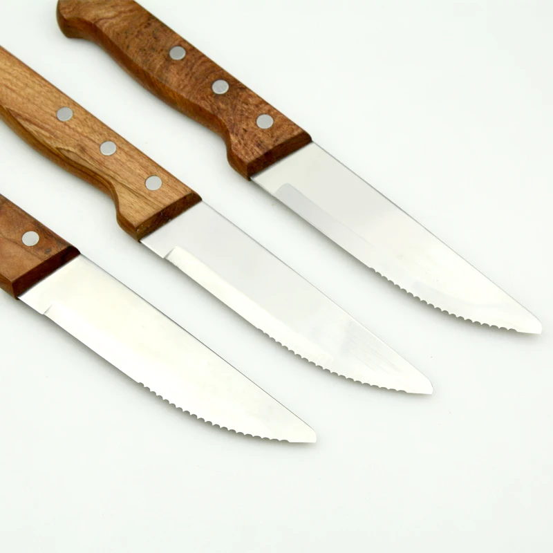 High quality Restaurant 4 inch Stainless Steel Serrated Steak Dinner Knife With Wood Handle
