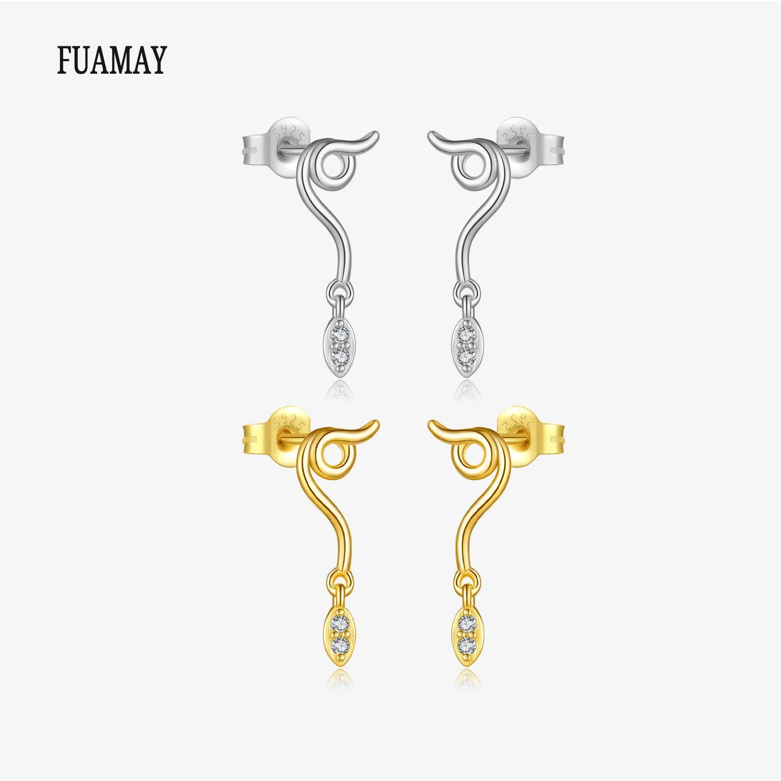 Женские сережки с цирконом FUAMAY геометрическим узором из 925 серебра 18 карат