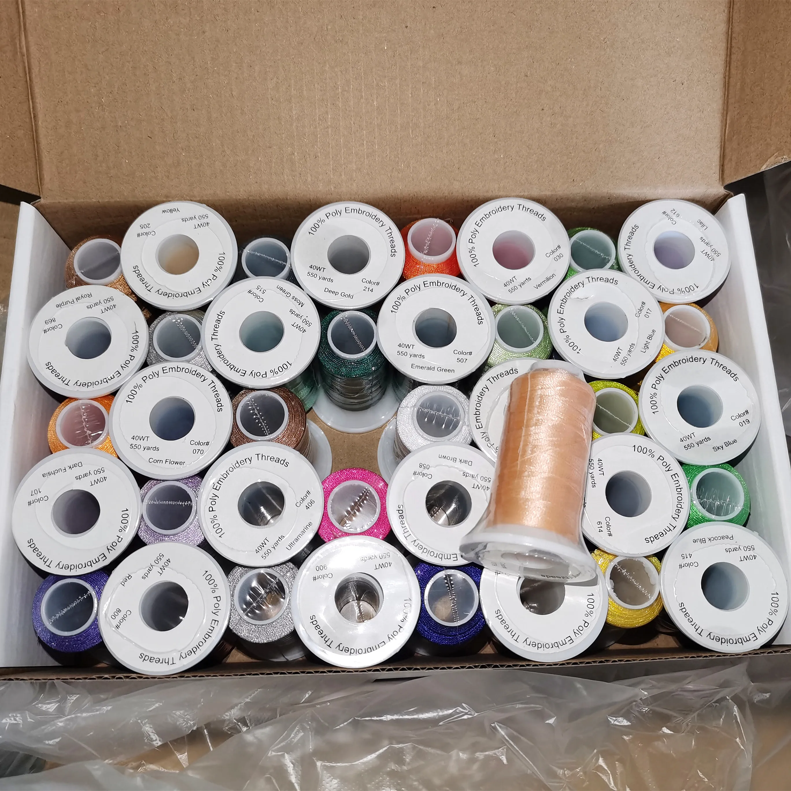 120D/2, 550Y  Polyester embroidery  thread Small bobbins  40 pcs Set