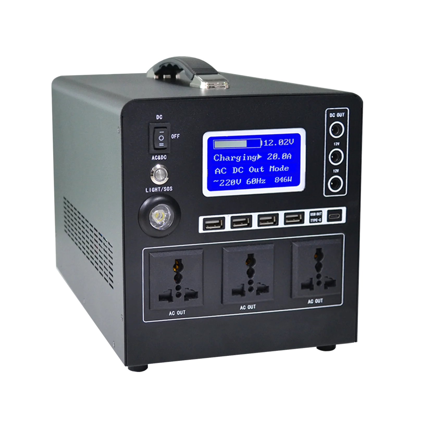 All in One 220V Multifunction Portable Solar energy  Generator 500W Load Power Station Battery Pack