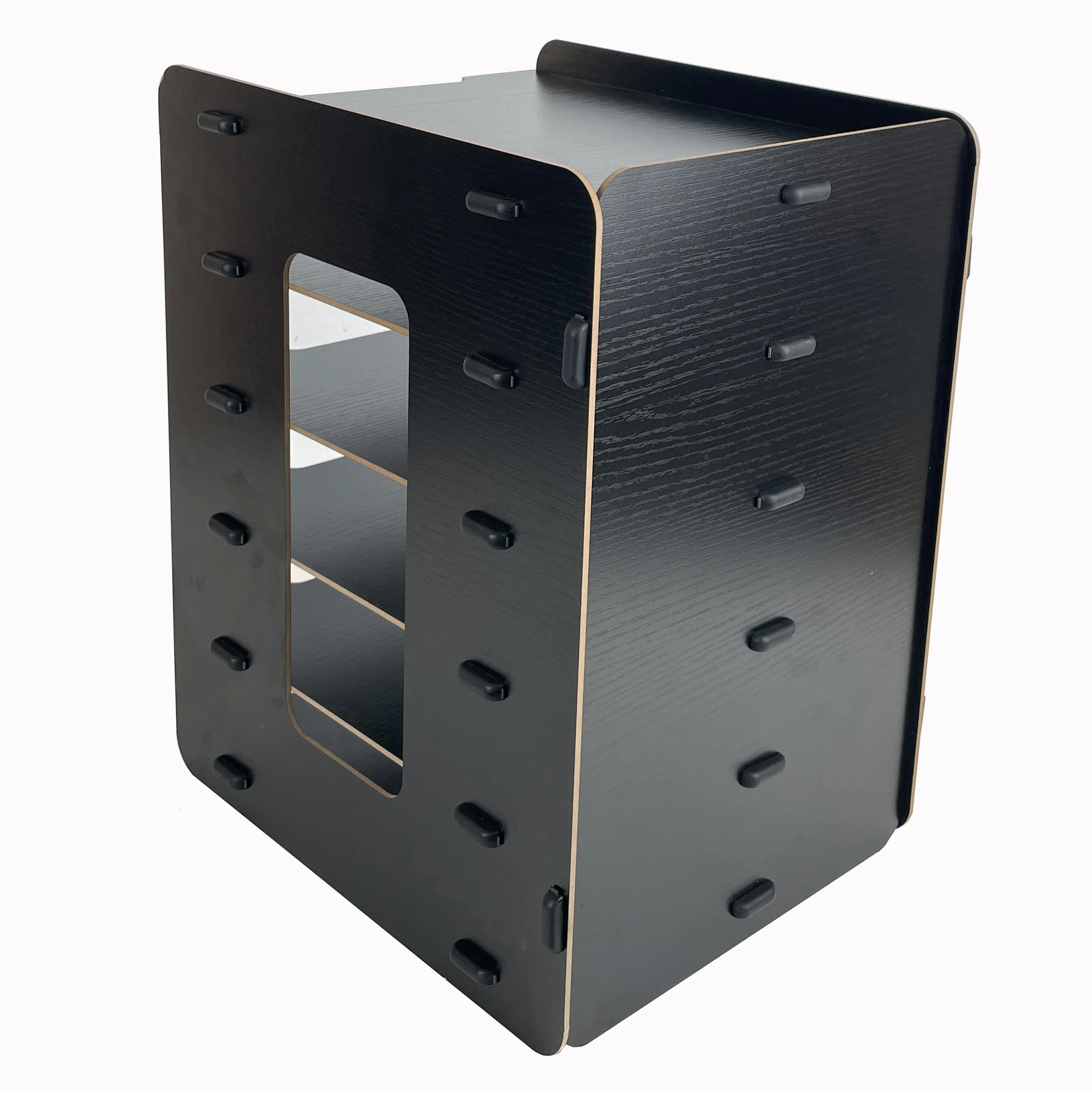 Office Supplies Wooden 6 Tier Folding Desk Organizer  Black Stackable Desktop Document Letter Tray A4 Size File Tray
