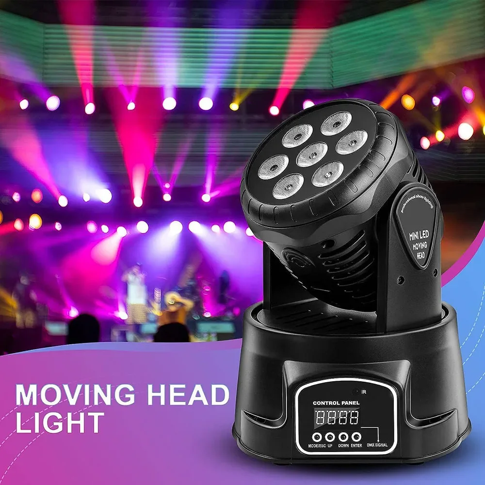 360 Вращающийся голосовой контроль 7x10 Вт светодиодные фонари DMX512 сценические лампы для домашней вечеринки RGBW свадебные мобильные фары дискотеки