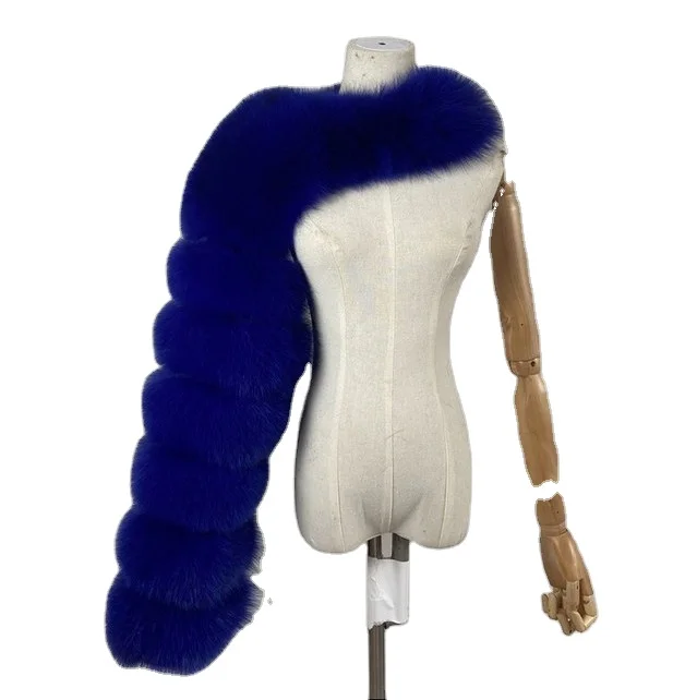 Winter Elegant Ladies Favorite Accessories Outwear Women Street Fashion Fluffy Faux Fox Fur Sleeve