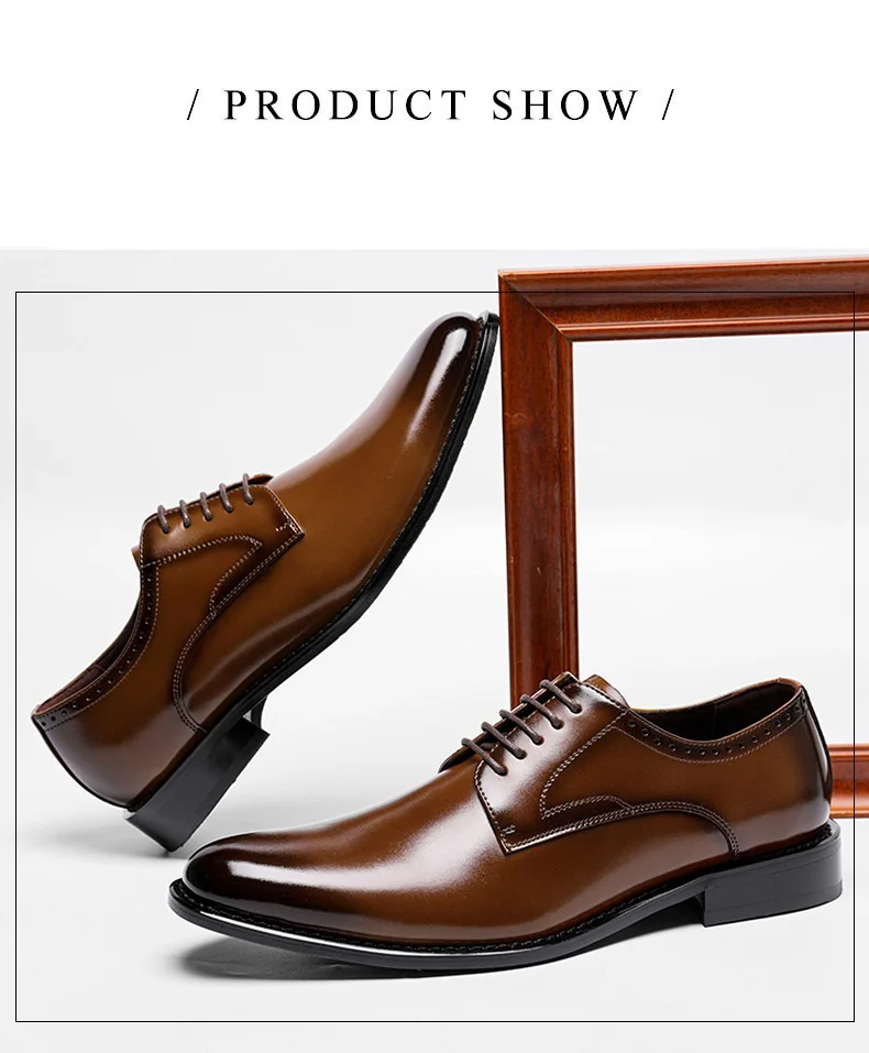 Luxury Business Oxford Genuine Leather Shoes Men Breathable Formal Dress Shoes Male Office Wedding Flats Footwear Mocassin