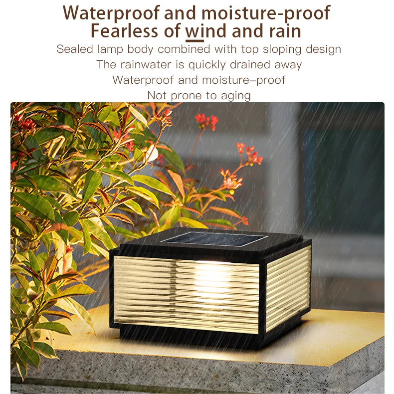 NEW IP65 Wholesale Waterproof classic Floor Large Size Solar Light with Glass Lampshade ABS Lamp Body