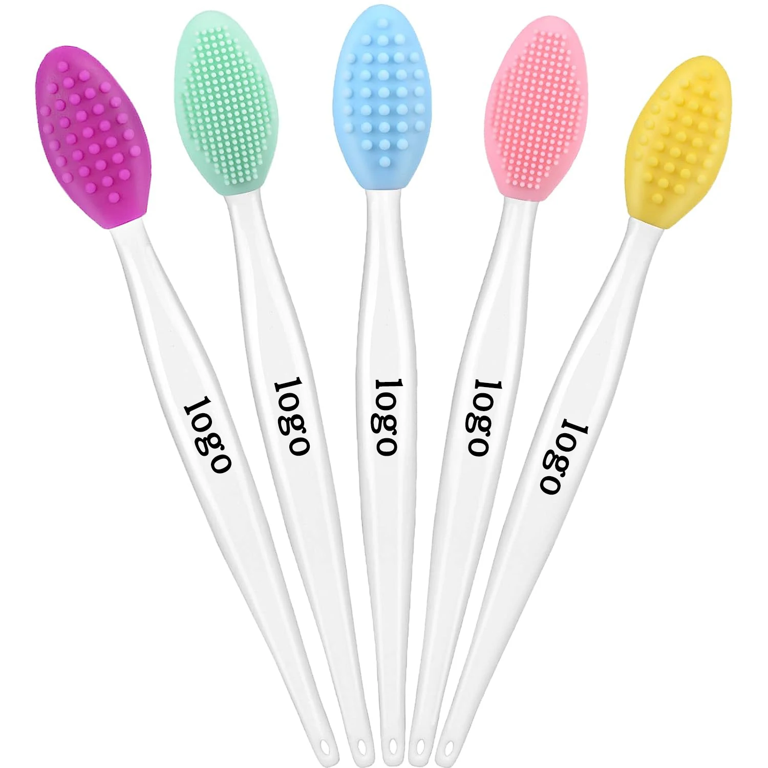 Popular nose blackhead remove tool clean brush cream applicator Double side mini exfoliating face brush silicone Lip scrub brush