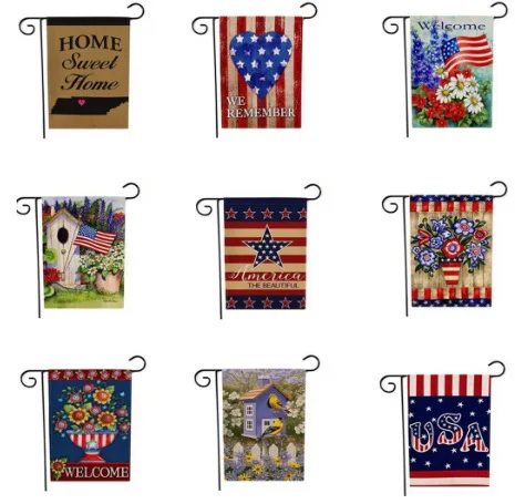 
New Flower Series Linen Dyi Blank Garden Flags Double-sided Printing Welcome To Map Custom Manufacturers Direct Supply 