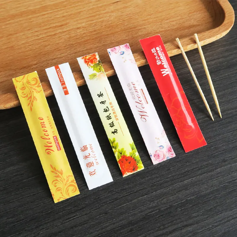Custom toothpicks individually wrapped disposable birch wood bamboo toothpicks printing cheap toothpicks manufacturer