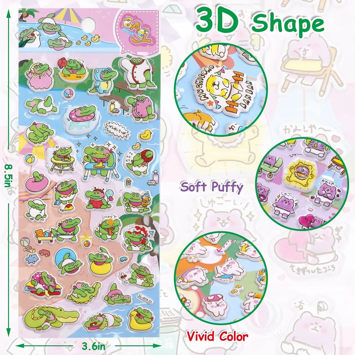 Customized wholesale Best Selling Fluffy Cartoon Anime Stickers Kids Colorful Stickers 3D Bubble Stickers