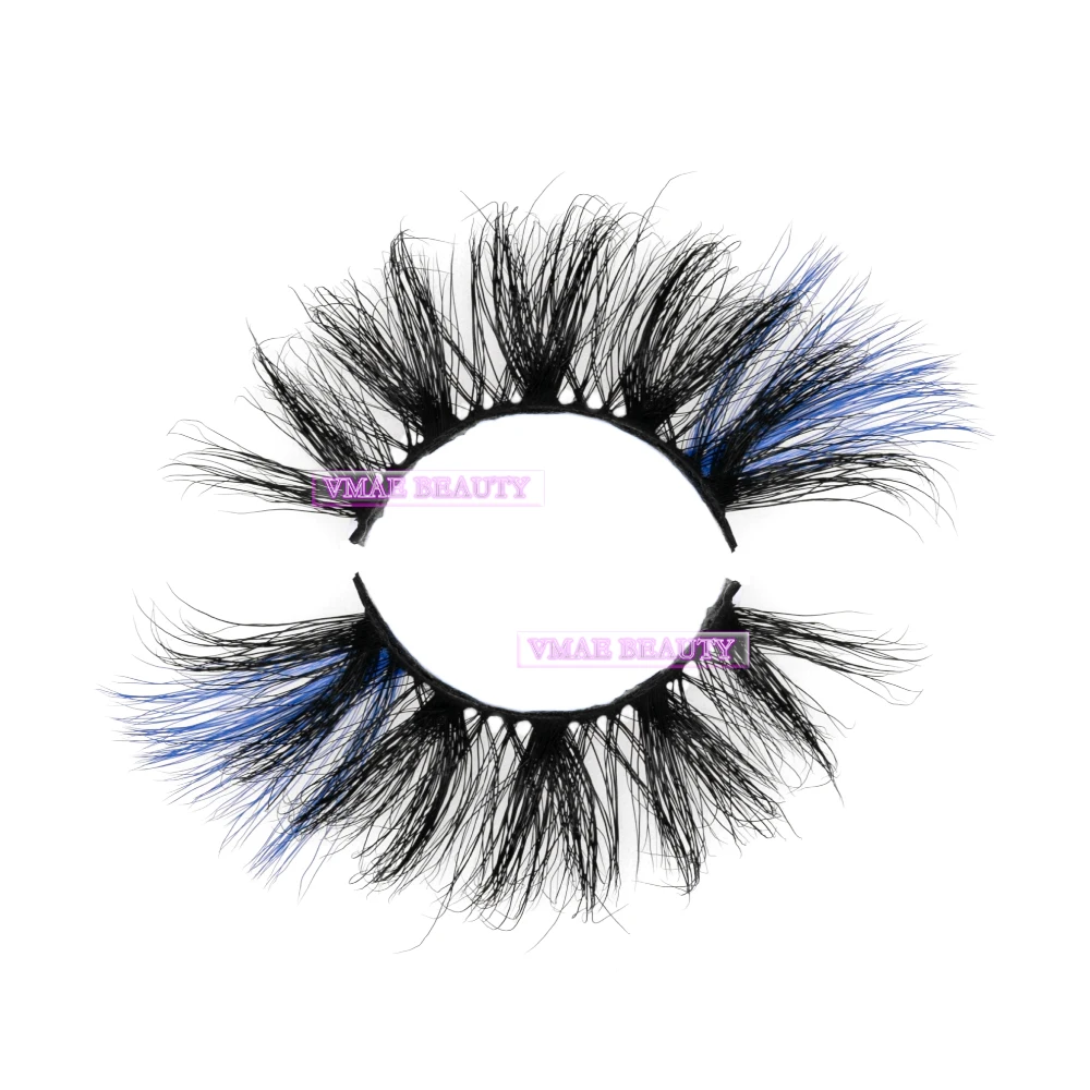 VMAE Hot Sale Cruelty-free Reusable 15 Times Black Band Thickness Colorful Mink Eyelashes 25mm Full Strip Lashes