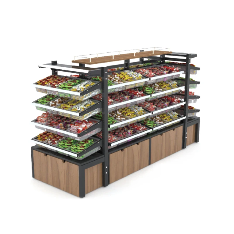 OEM Customized double sided candy display shelf gandola snack shelves for store