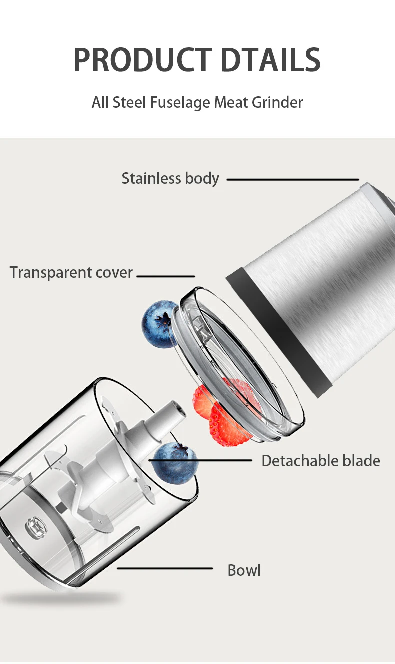 Высокое качество салат из нержавеющей стали нож для резки овощей и мини многофункциональный Мясорубка Мини кухонный комбайн измельчитель пищевых продуктов