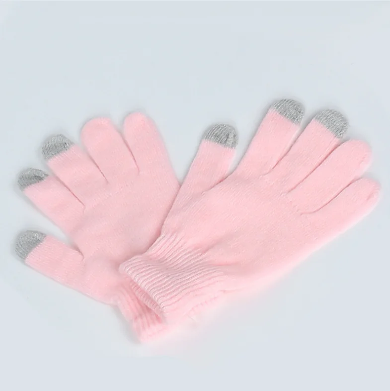 2021 winter hot sale touch screen acrylic plain knitted gloves for unisex