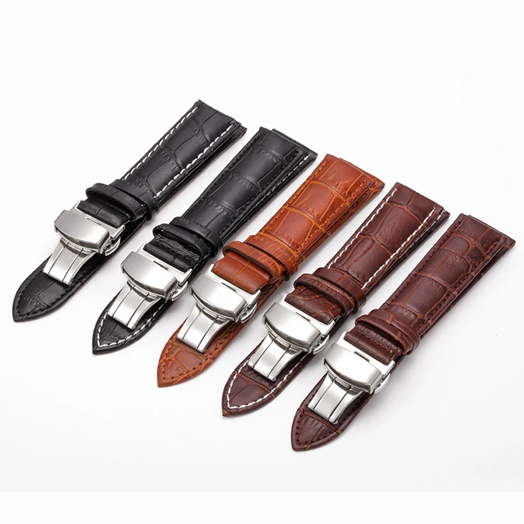 customized watch strap connector wristwatch accessories leather belt with buckle for sale