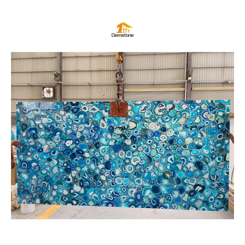 Backlit Interior Wall Cladding Colorful Thin Stone Translucent Agate Gemstone Slabs