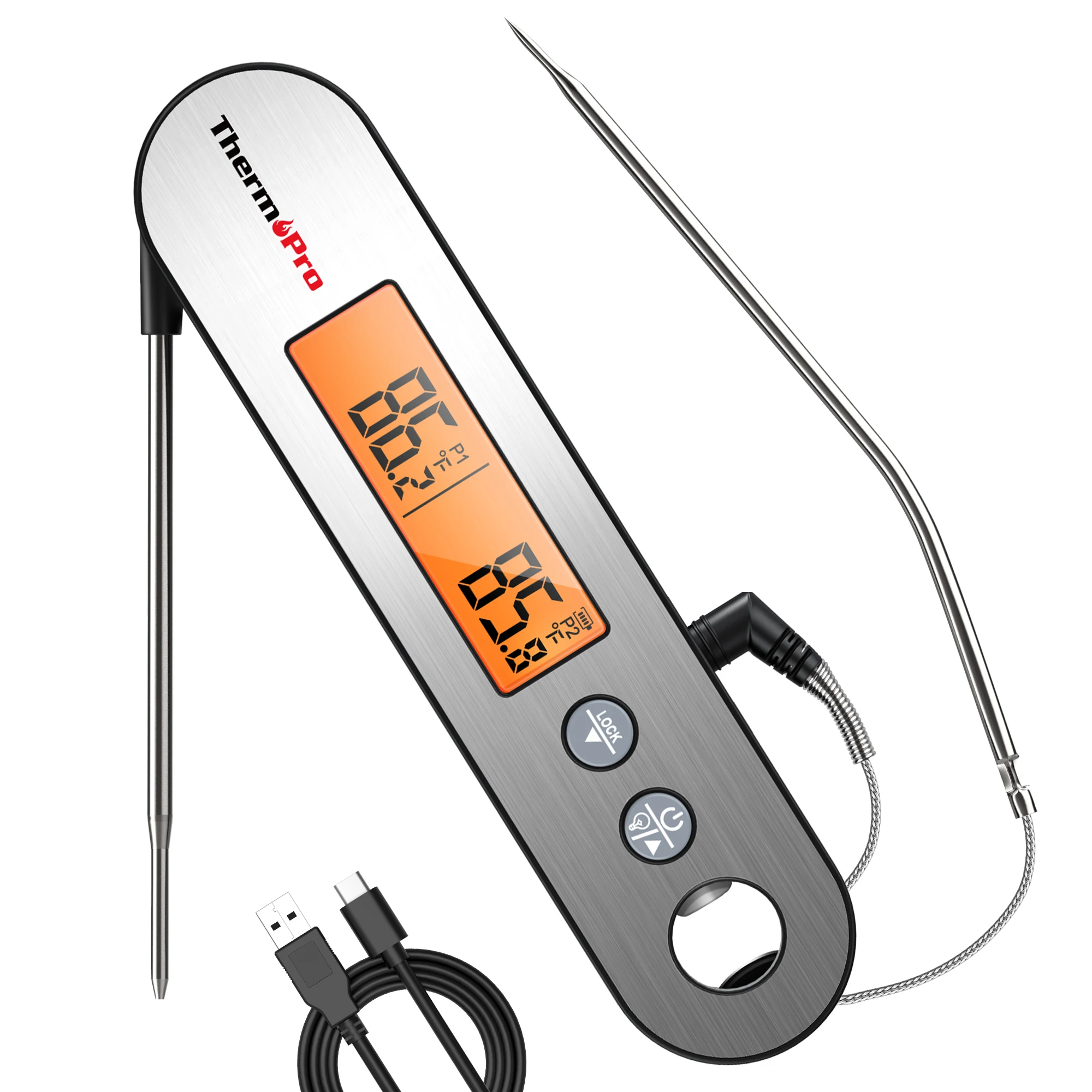 ThermoPro TP610 IPX5 Waterproof Digital Meat Food Thermometer with Dual Probes