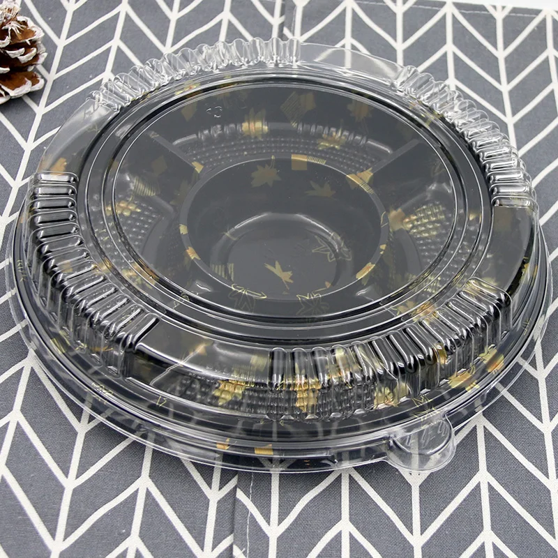 Disposable BOPS Round To Go Sushi Takeaway Container Plastic Food Packaging Boxes Trays With Lid