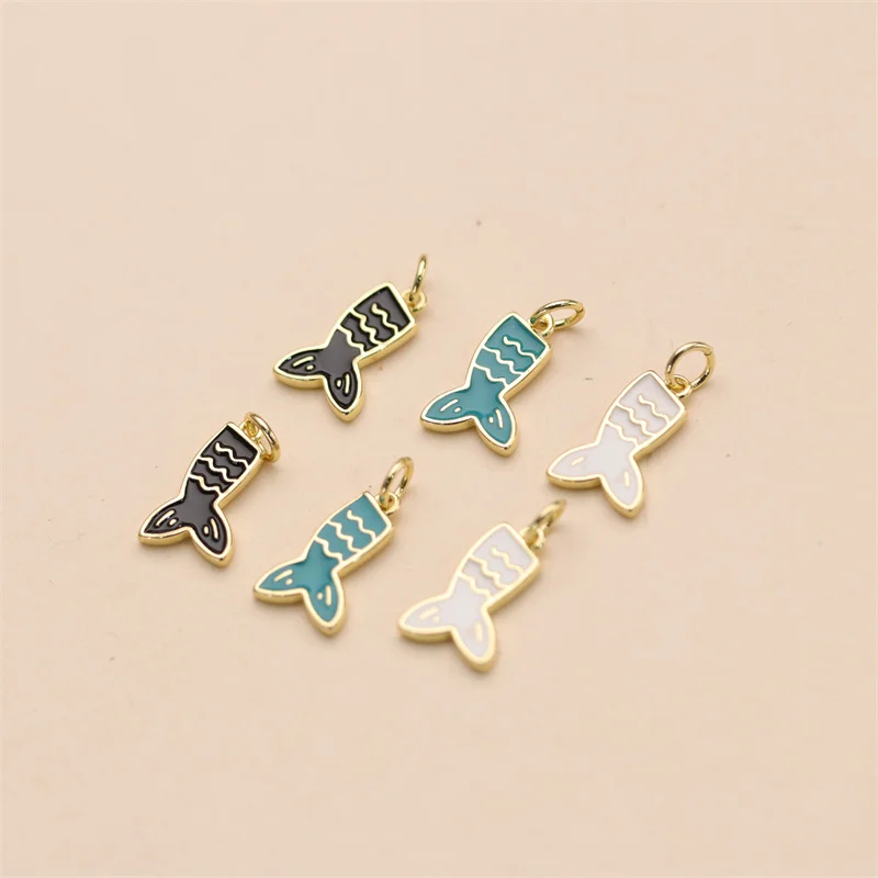 Enamel Whale Tail Charms Mermaid Charms Pendants for Diy Supplies Jewelry Accessories