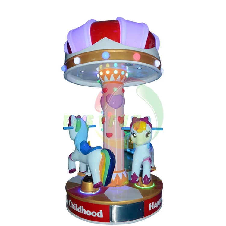 Indoor Amusement Park 3 Player Horse Rides Kids Mini Carousel