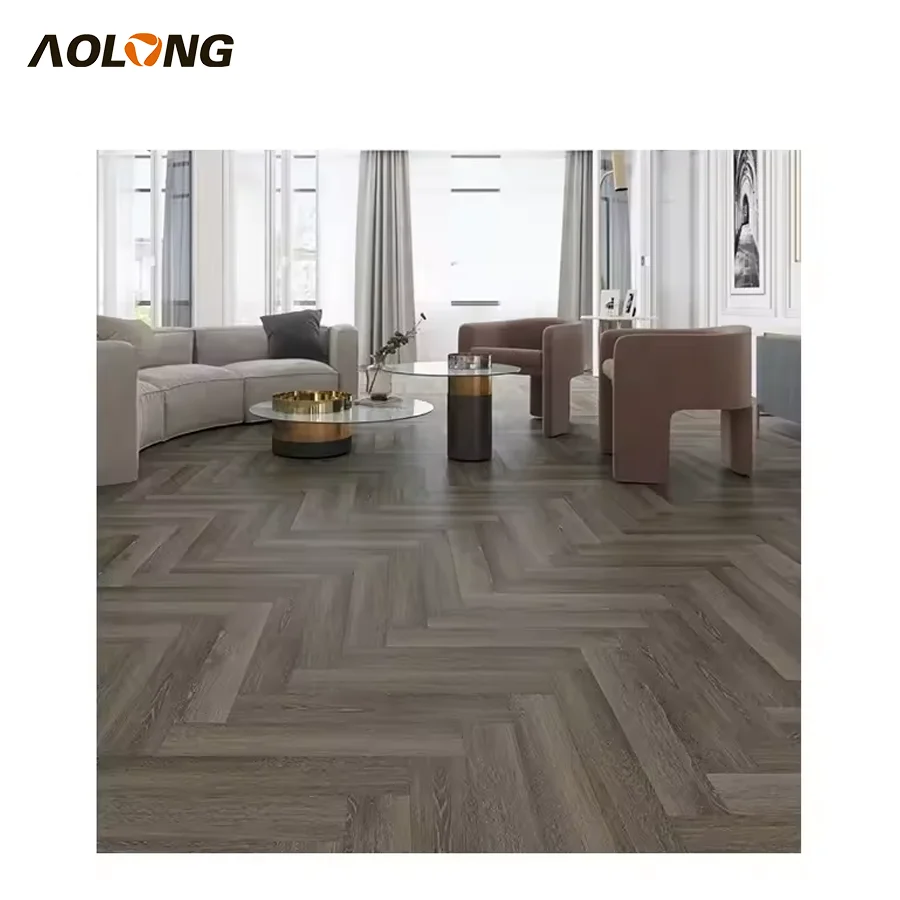 AOLONG Herringbone Vinyl Plank SPC Flooring Luxury Vinyl Tile No Adhesive Staylock Perforated Tiles Spc Herringbone Flooring
