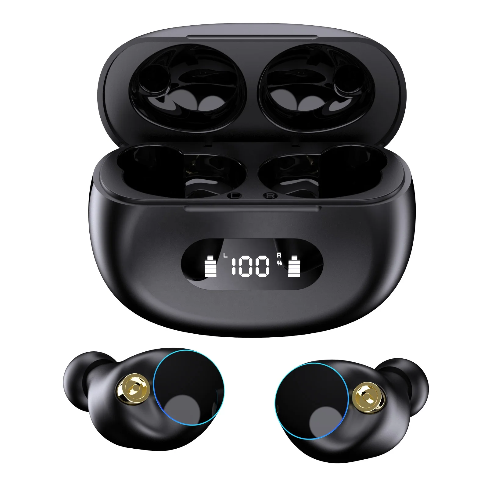 Free Sample 2022 New Hands-Free TWS Bluetooth 5.2 Wireless Earbuds Deep Bass Headphones Clear Digital display Long Play Hours