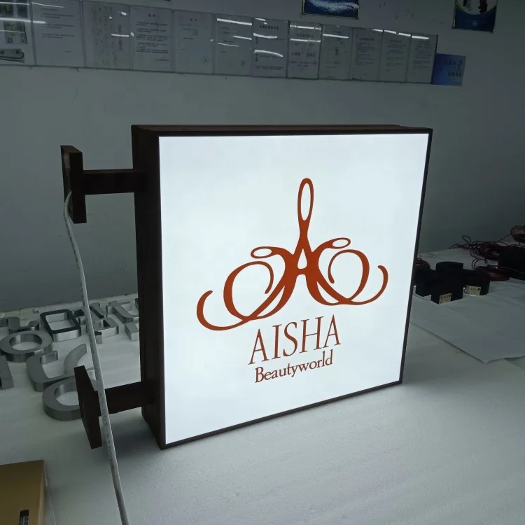 Custom Light Box Sign Store Wall Hanging Double Sided Led Signs Outdoor Blade Signage Led Light Box For Business Sign