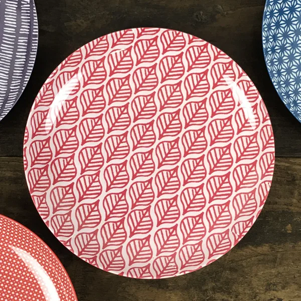 
Custom Printing Dishes OEM Multicolor Unbreakable Round Melamine Home Use Party Plastic Plates 