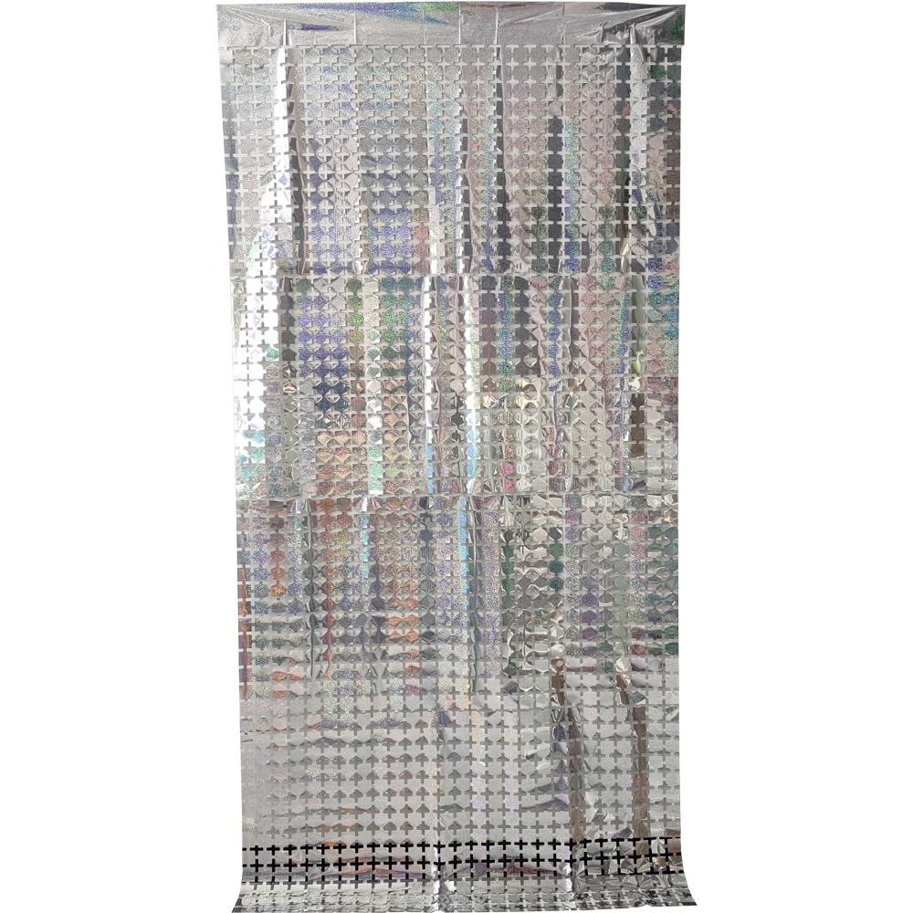Metal laser small square curtains for photo background wall decoration at carnival bachelor party provided by China factory