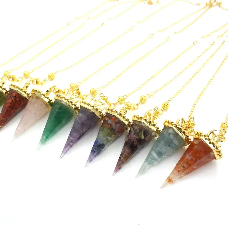 A2370 fashion new natural gemstone stone pendant necklace point crystal amethyst necklace jewelry