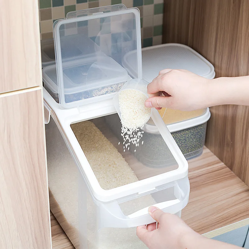Food Cereal Grain Rice Candy Plastic Storage Container Box Kitchen Cereal Rice Storage Container Organization