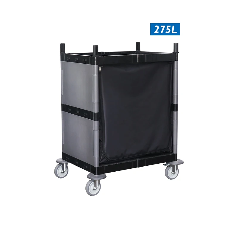 Housekeeping janitorial push cart hotel hospital commercial professional laundry linen cleaning trolley with bag