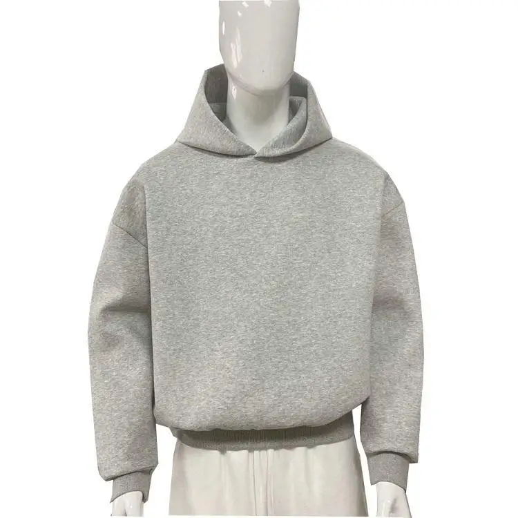 Высококачественная зимняя Роскошная французская махровая вышивка Grey Hoddies пустая негабаритная унисекс Хлопковая мужская Толстая укороченная толстовка с капюшоном