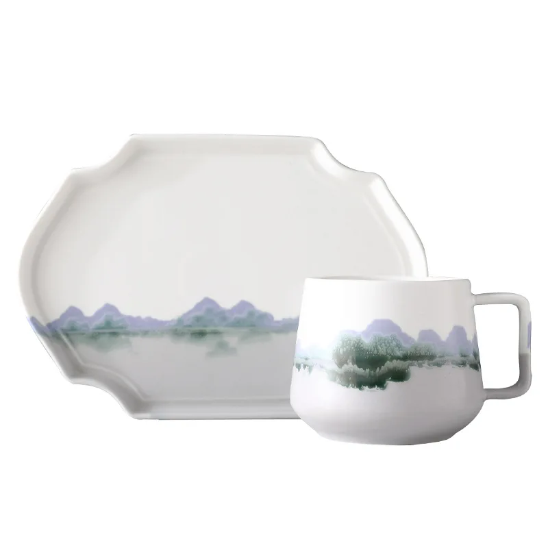 
Nordic Small luxury breakfast Creative Coffee Mug afternoon tea mug dessert plate Ceramic coffee mug plate 