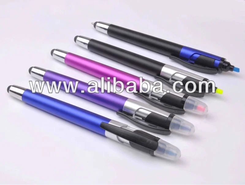 Multifunction 3 in 1 stylus pen with highlighter