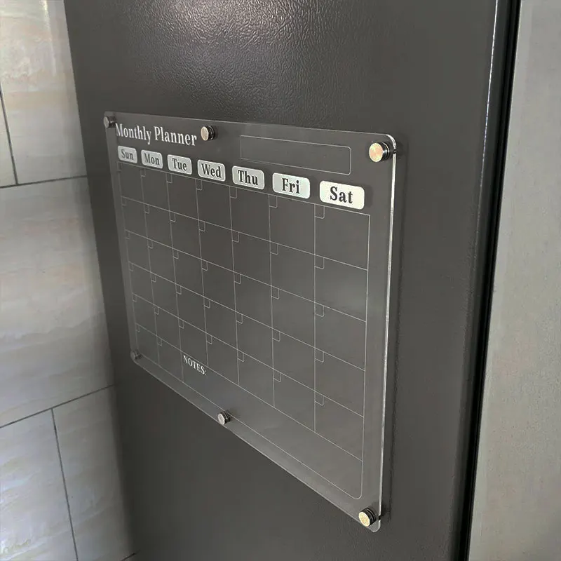 Acrylic Magnetic Fridge Calendar Meal Planner Menu Board Clear Monthly & Weekly Reusable for Refrigerator Planning Boards Bundle