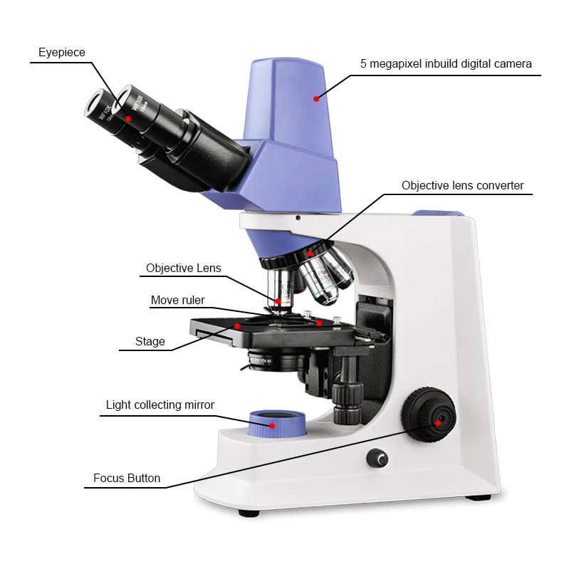 laboratory binocular microscope with camera