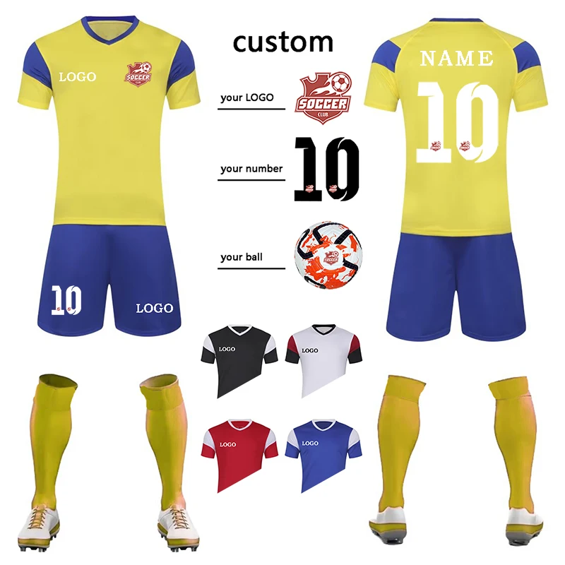 Custom Soccer Uniform Set Men Tracksuit Football Jersey Kit Sportswear Team Training Suit Yellow Soccer Clothes With LOGO